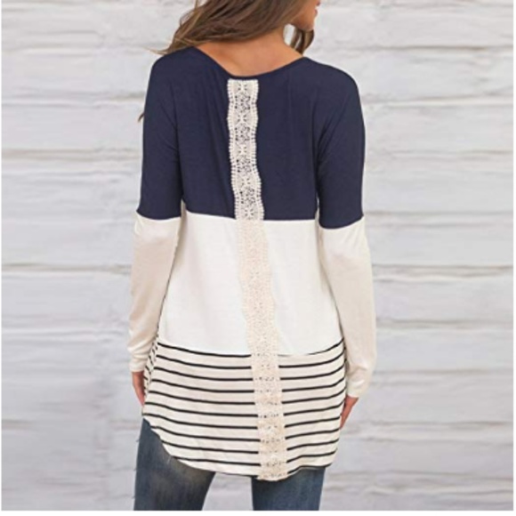 NWT Womens Back Lace Long Sleeve Blouse - Picture 3 of 6